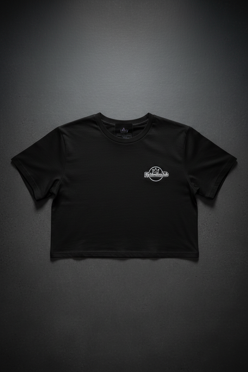 Richbodiesclub Cropped Tee Black - Flat Lay