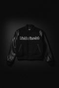 Richbodiesclub Cropped Varsity Jacket - Flat Lay Dark Background