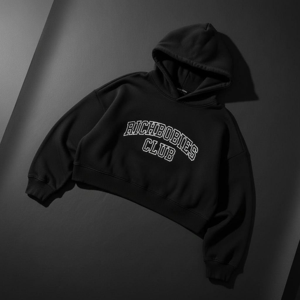 RICHBODIESCLUB Cropped Hoodie - No Drawstrings, No Tag
