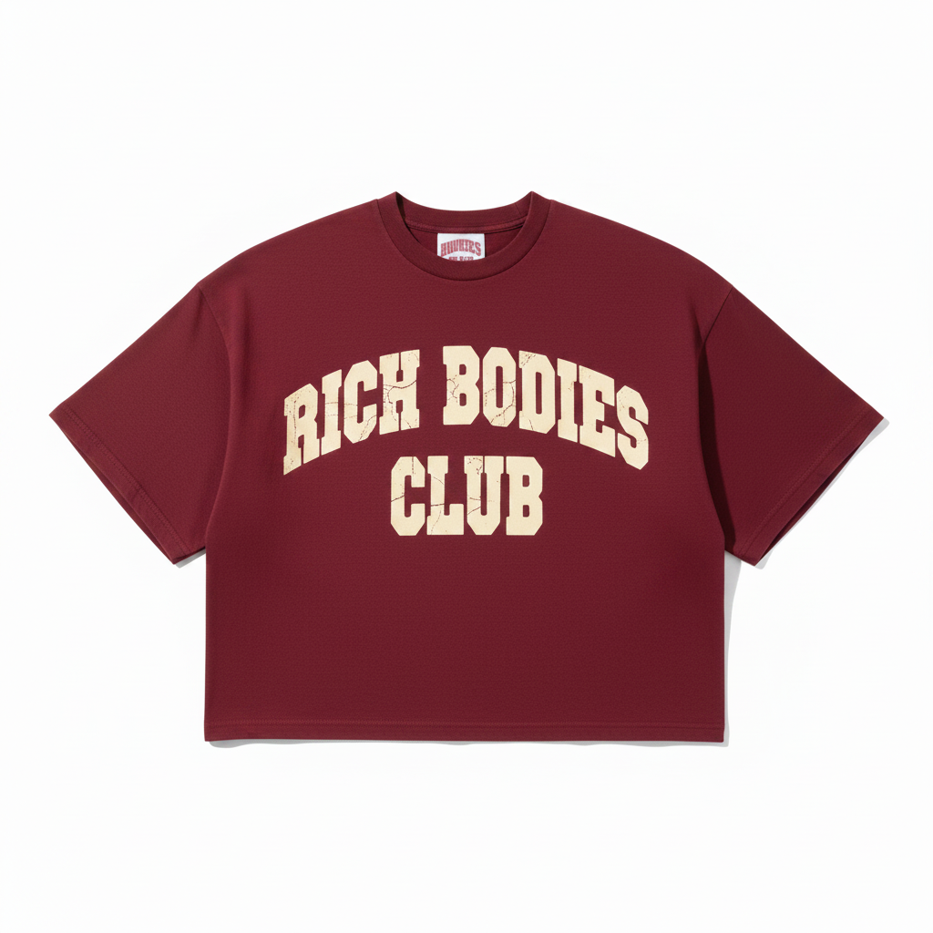 RBC Long Sleeve Burgundy Cream Arch arms down flat lay