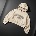 RICHBODIESCLUB Cream Cropped Varsity Hoodie